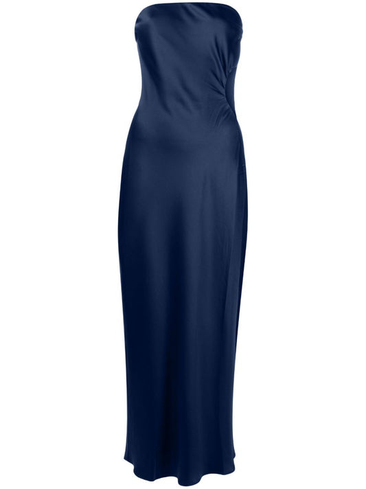 Blue Nevaeh Satin Midi Dress