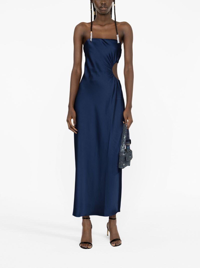 Blue Nevaeh Satin Midi Dress
