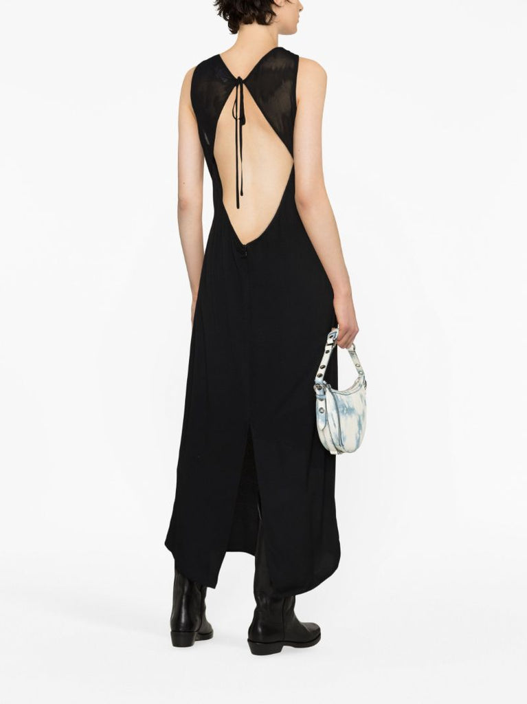Black Open Back Midi Dress