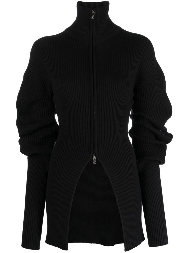 Black Voluminous Zip-up Cardigan