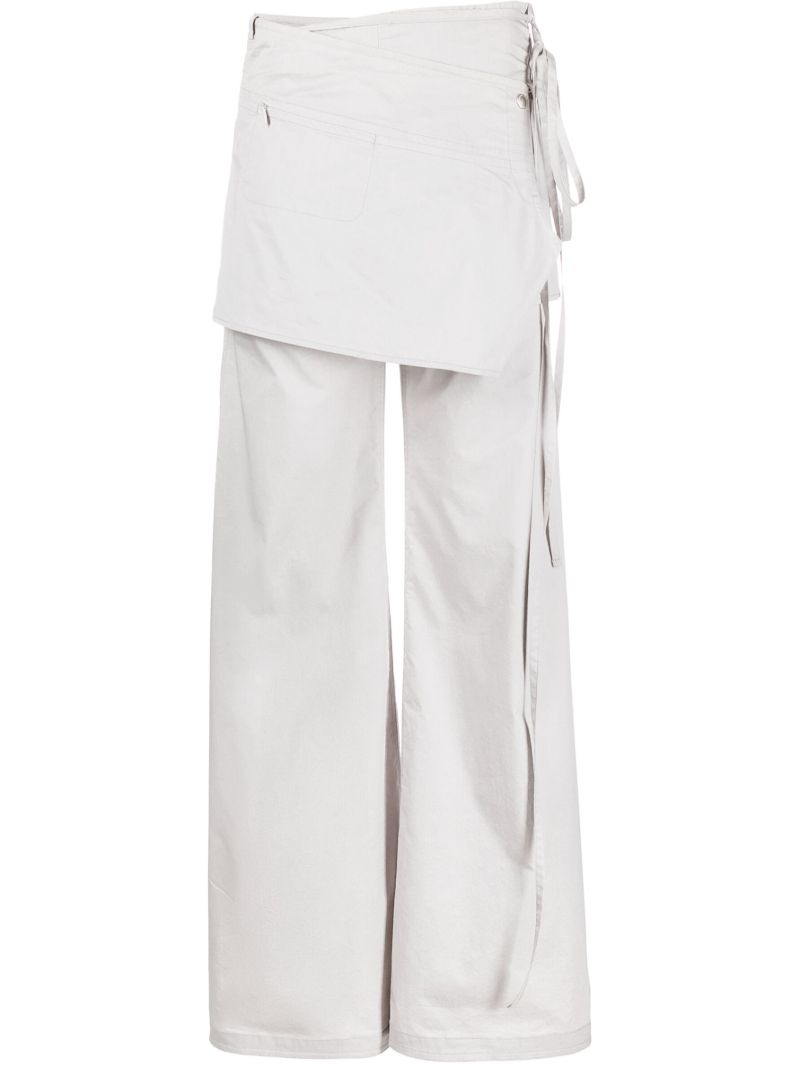 Grey Layered Wrap Skirt Trousers