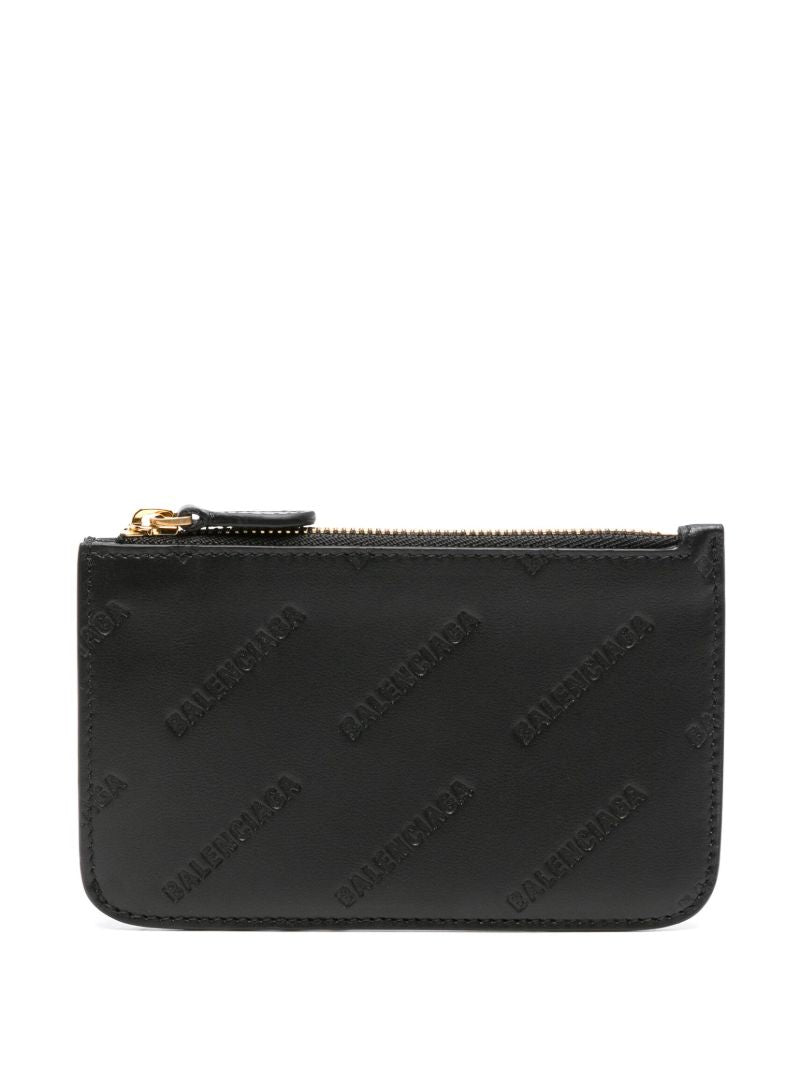Black Logo-debossed Leather Card Holder