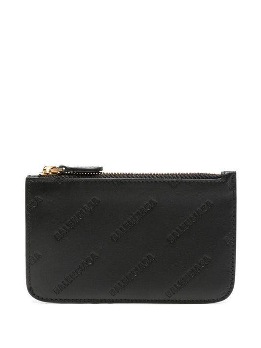 Black Logo-debossed Leather Card Holder