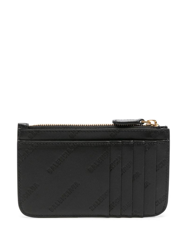 Black Logo-debossed Leather Card Holder