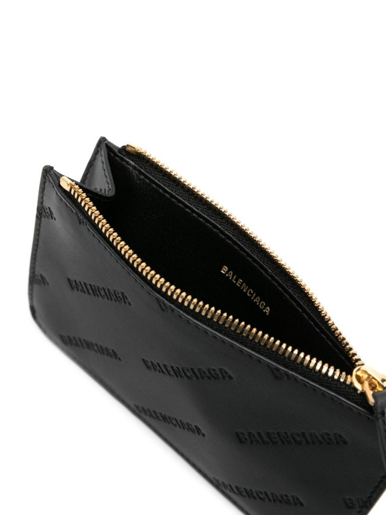 Black Logo-debossed Leather Card Holder