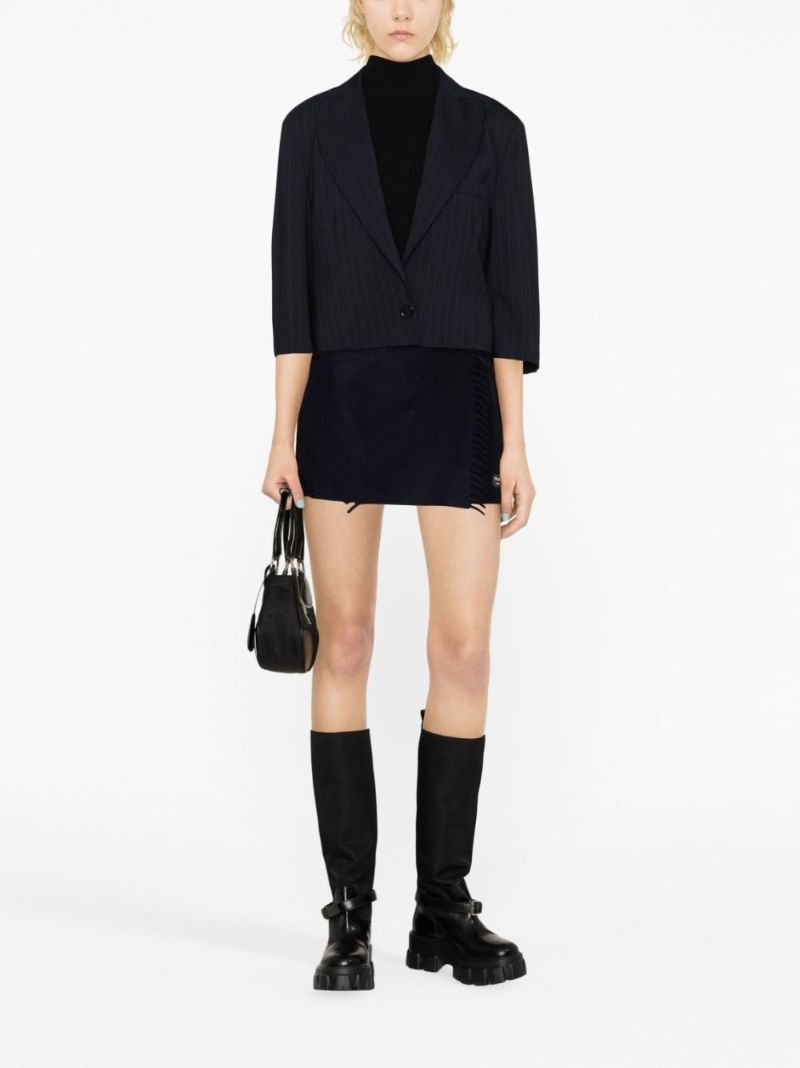 Blue Fringed Cashmere Mini Skirt