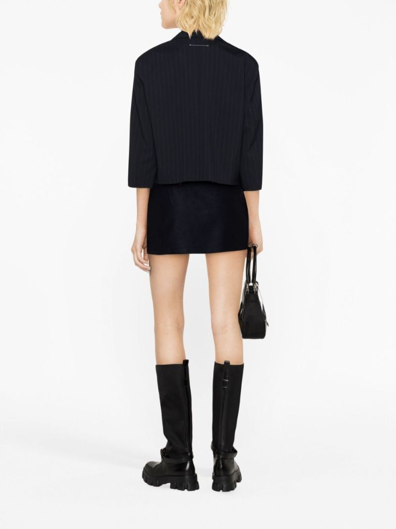 Blue Fringed Cashmere Mini Skirt