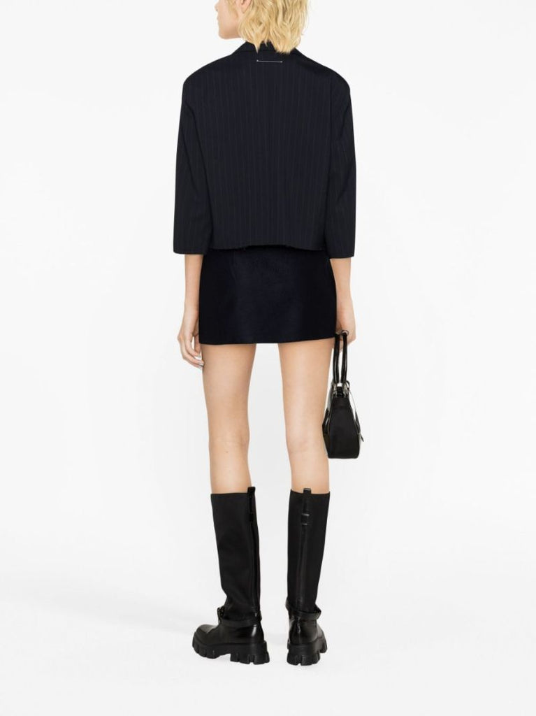 Blue Fringed Cashmere Mini Skirt