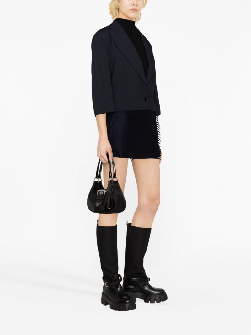 Blue Fringed Cashmere Mini Skirt