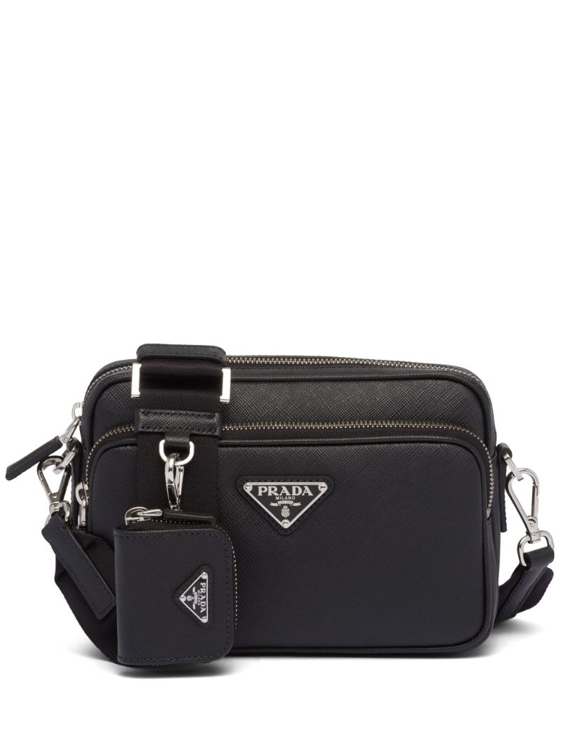 Black Saffiano Leather Messenger Bag