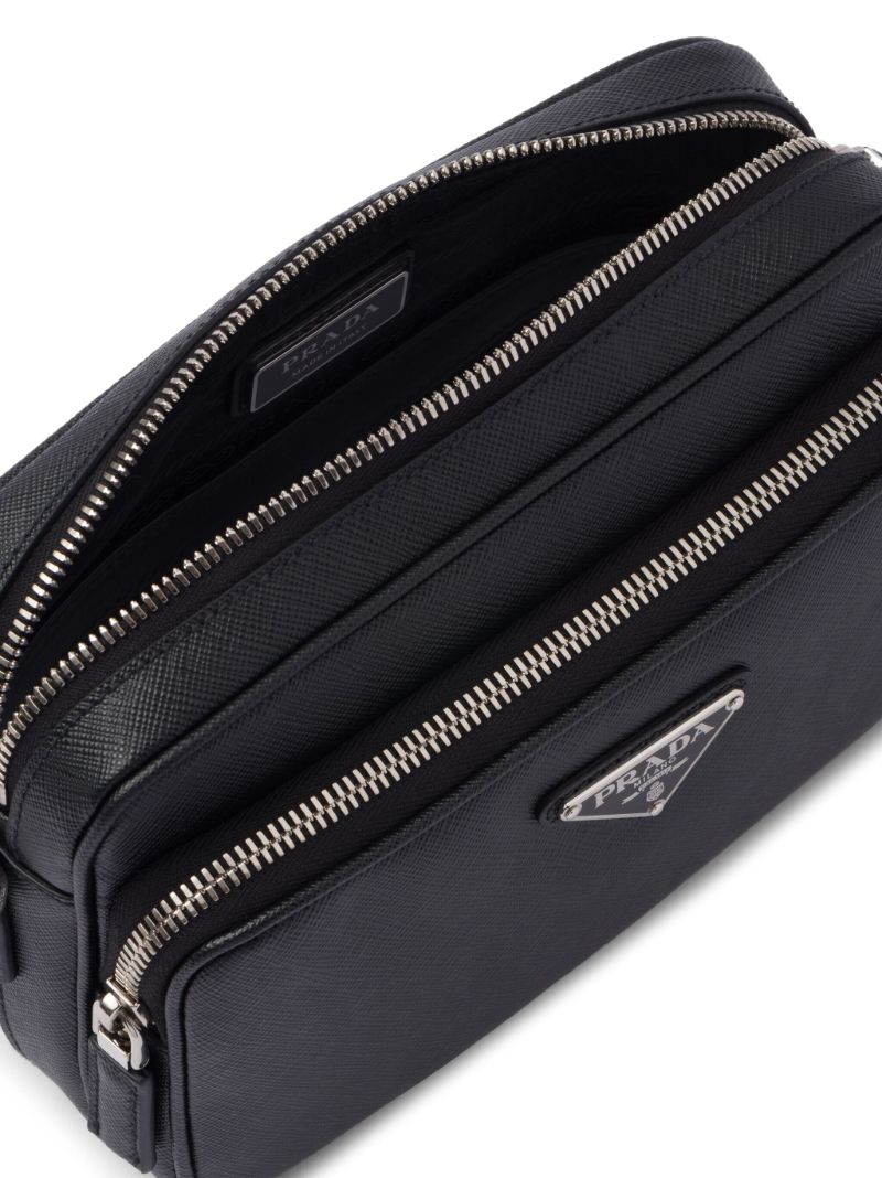 Black Saffiano Leather Messenger Bag