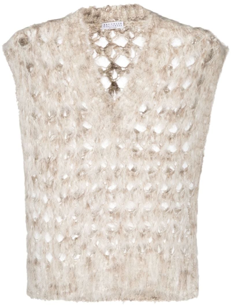 Neutral Open-knit Vest