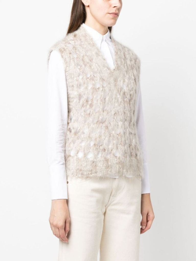Neutral Open-knit Vest