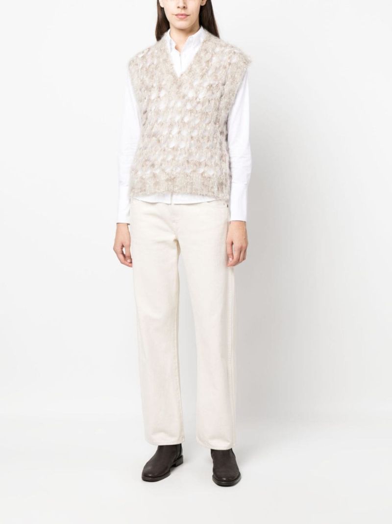 Neutral Open-knit Vest