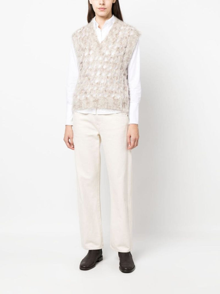 Neutral Open-knit Vest