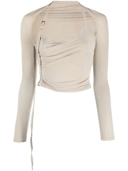 Neutral Le Haut Peplo Draped Top