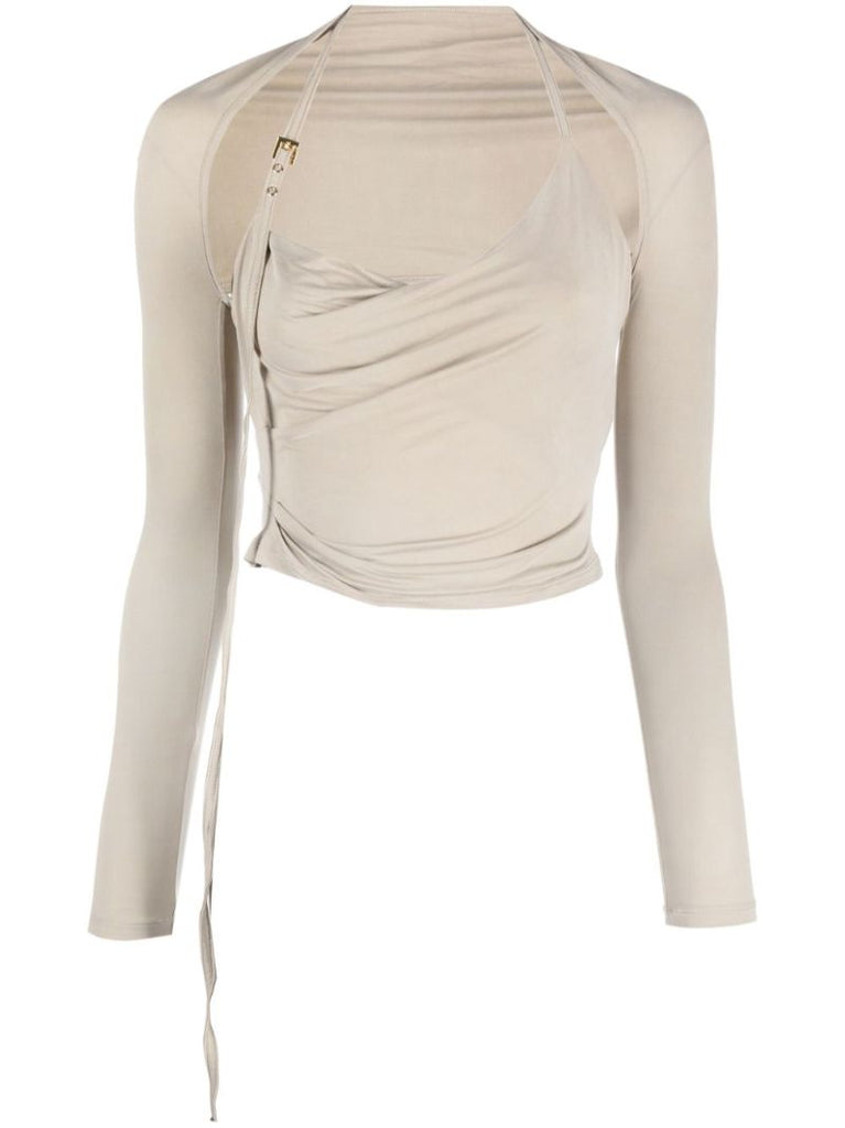Neutral Le Haut Peplo Draped Top
