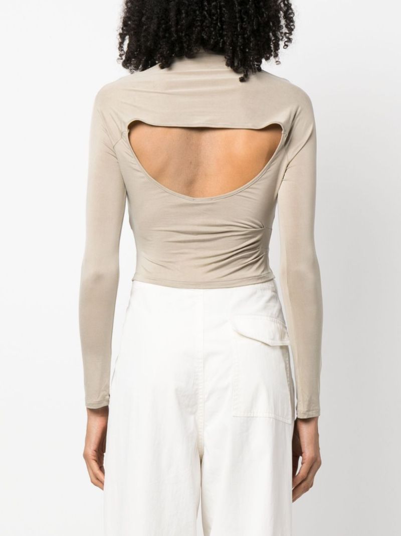 Neutral Le Haut Peplo Draped Top