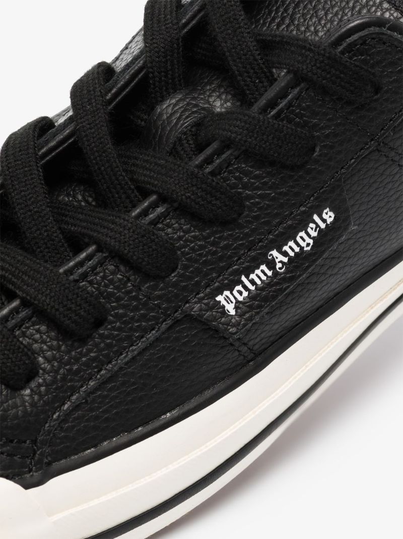 Black Vulcanised Leather Low Top Sneakers