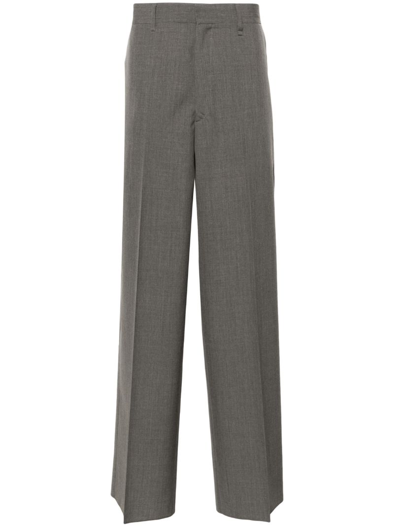 Grey Wide-leg Wool Trousers