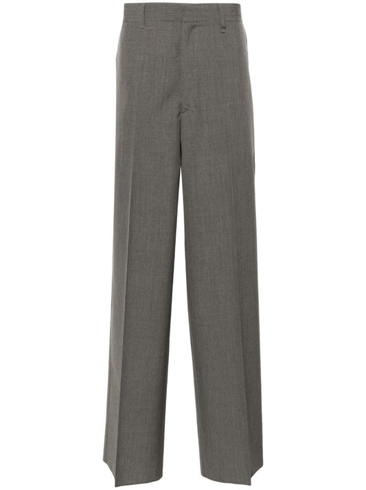 Grey Wide-leg Wool Trousers
