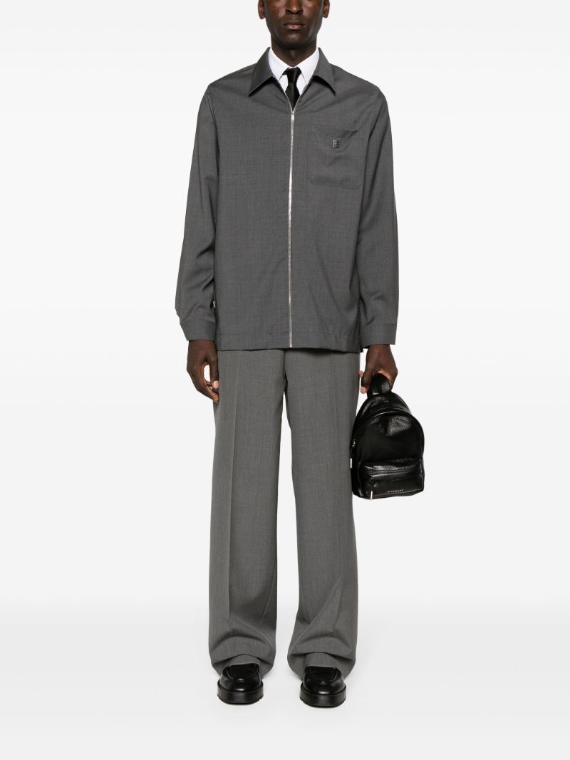 Grey Wide-leg Wool Trousers