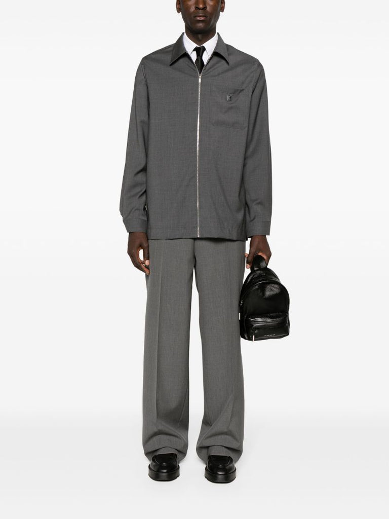 Grey Wide-leg Wool Trousers