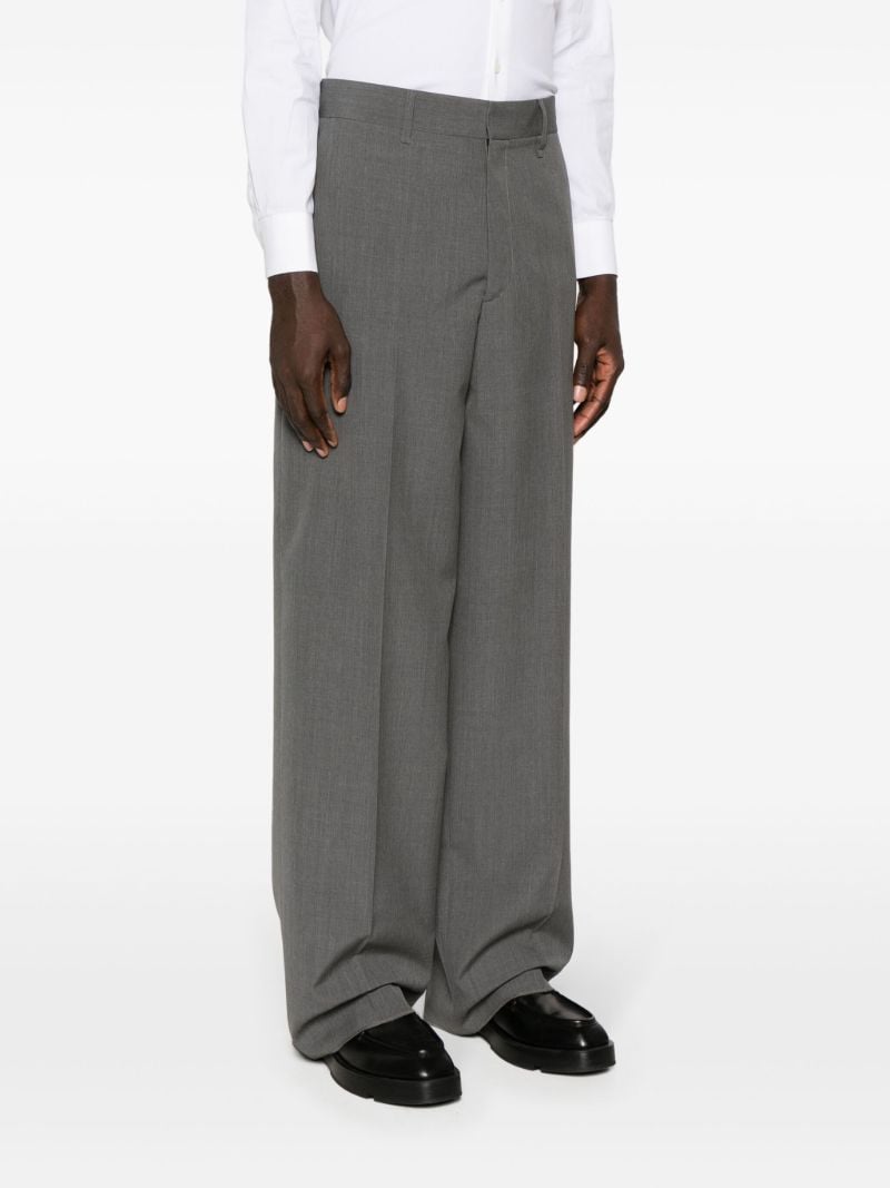 Grey Wide-leg Wool Trousers