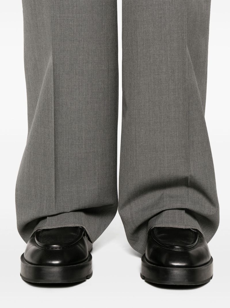 Grey Wide-leg Wool Trousers