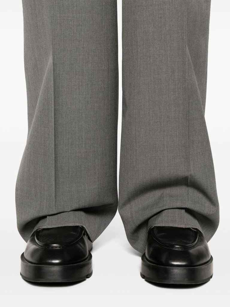 Grey Wide-leg Wool Trousers