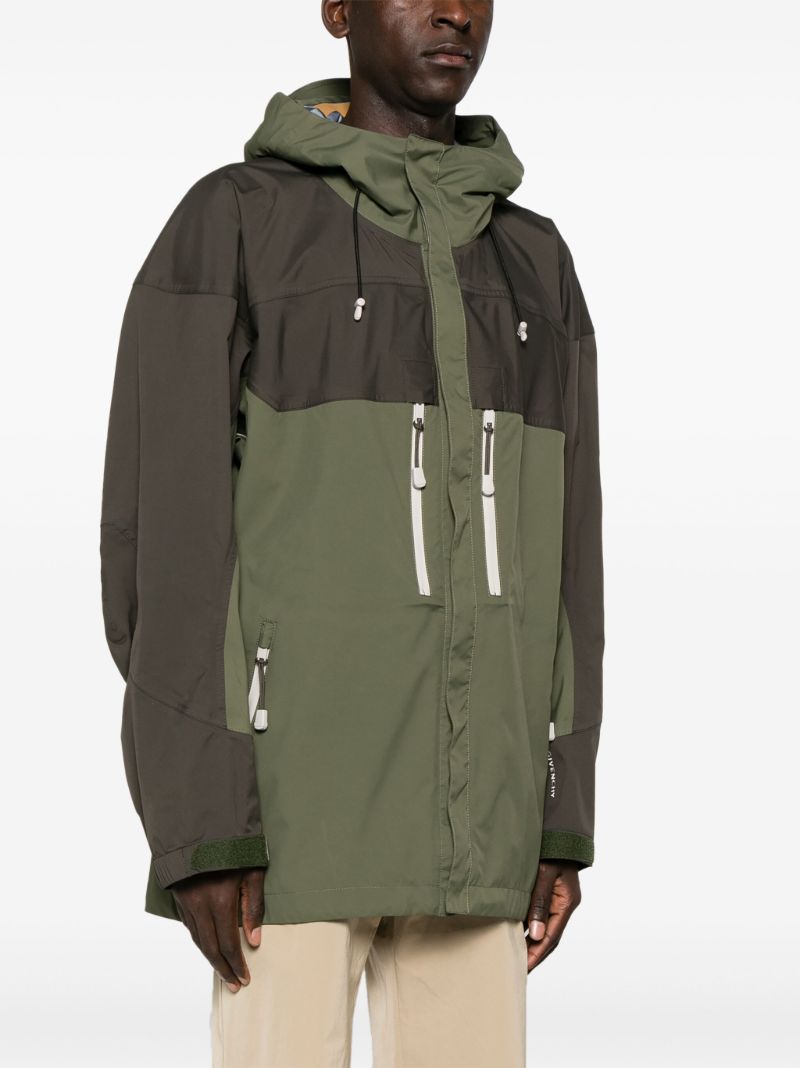 Green Colour-block Hooded Jacket