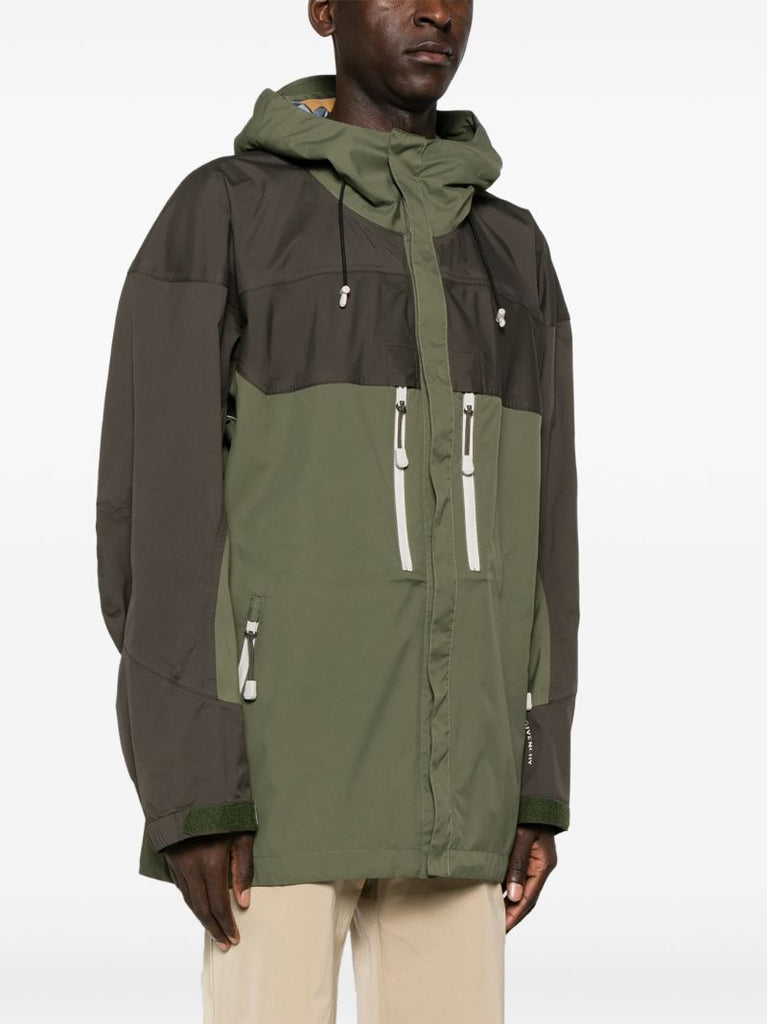 Green Colour-block Hooded Jacket
