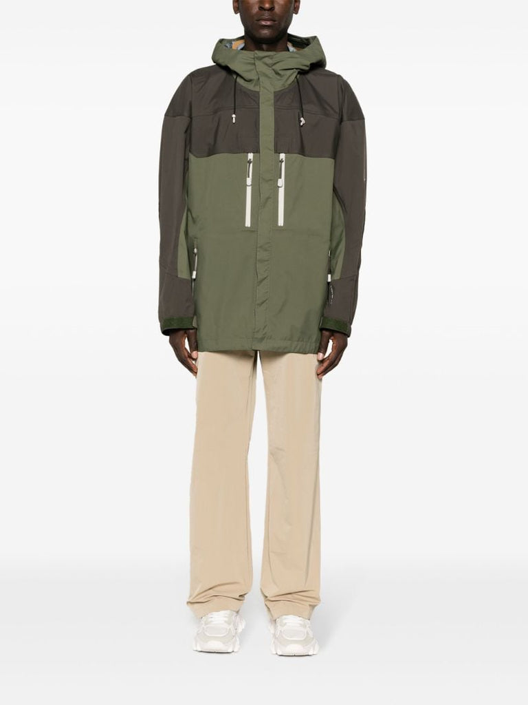 Green Colour-block Hooded Jacket
