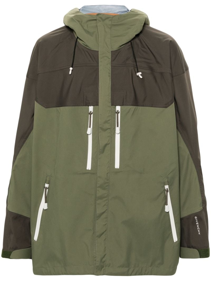 Green Colour-block Hooded Jacket