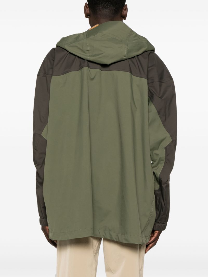 Green Colour-block Hooded Jacket