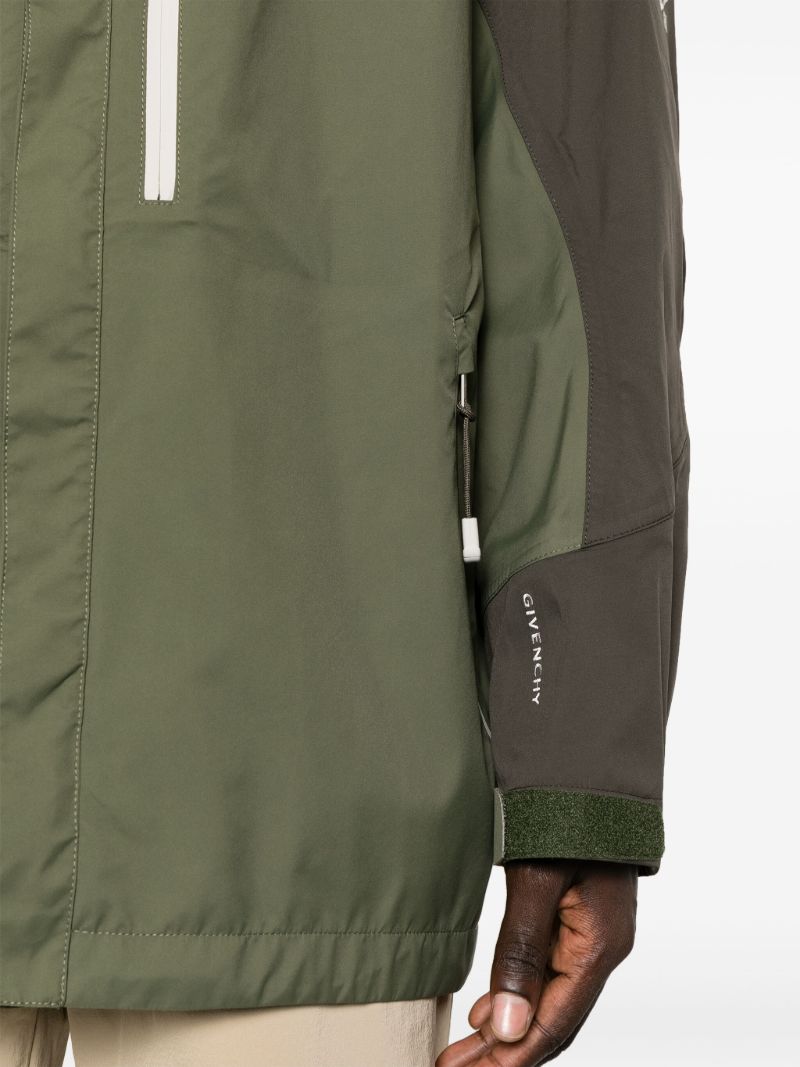 Green Colour-block Hooded Jacket