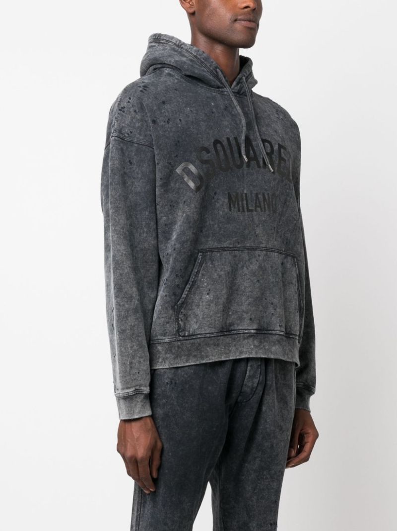 Grey Logo-print Cotton Hoodie