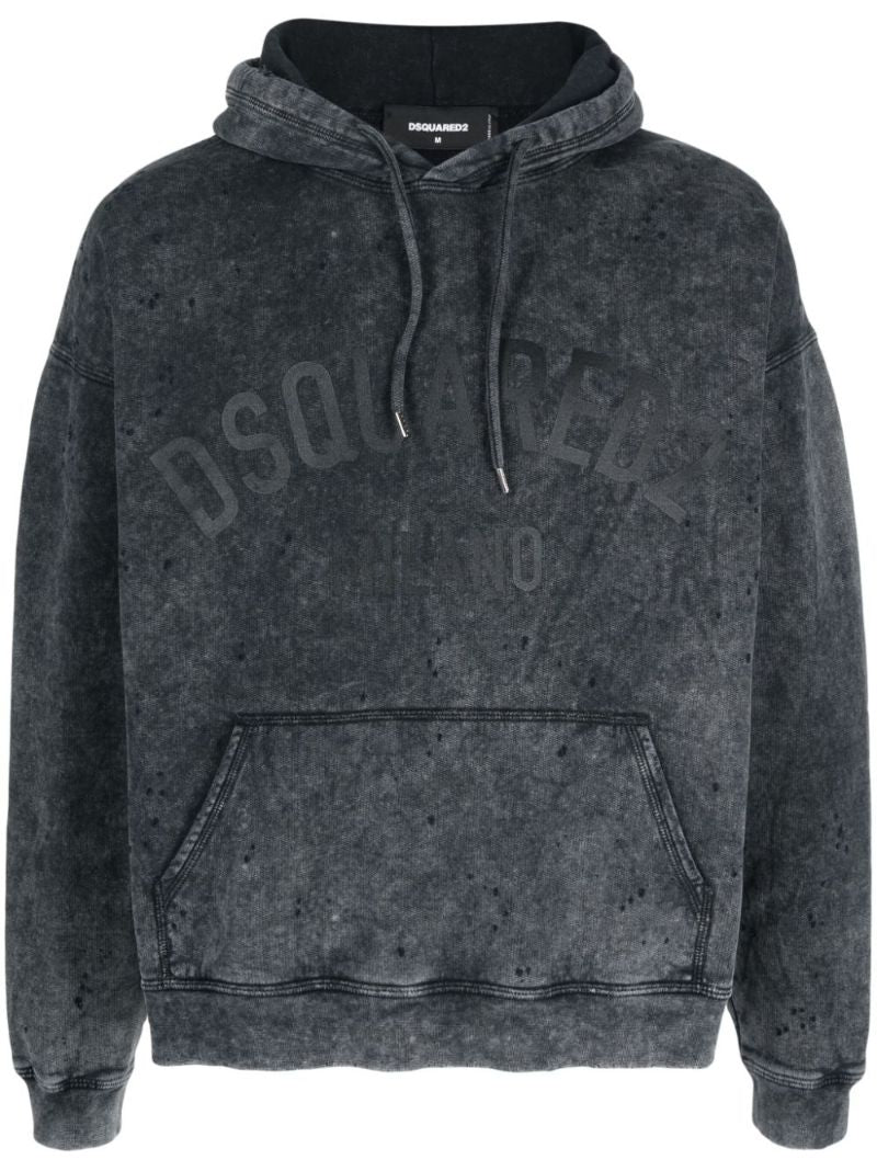 Grey Logo-print Cotton Hoodie