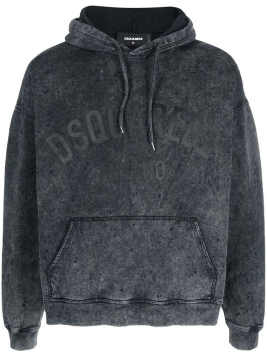 Grey Logo-print Cotton Hoodie