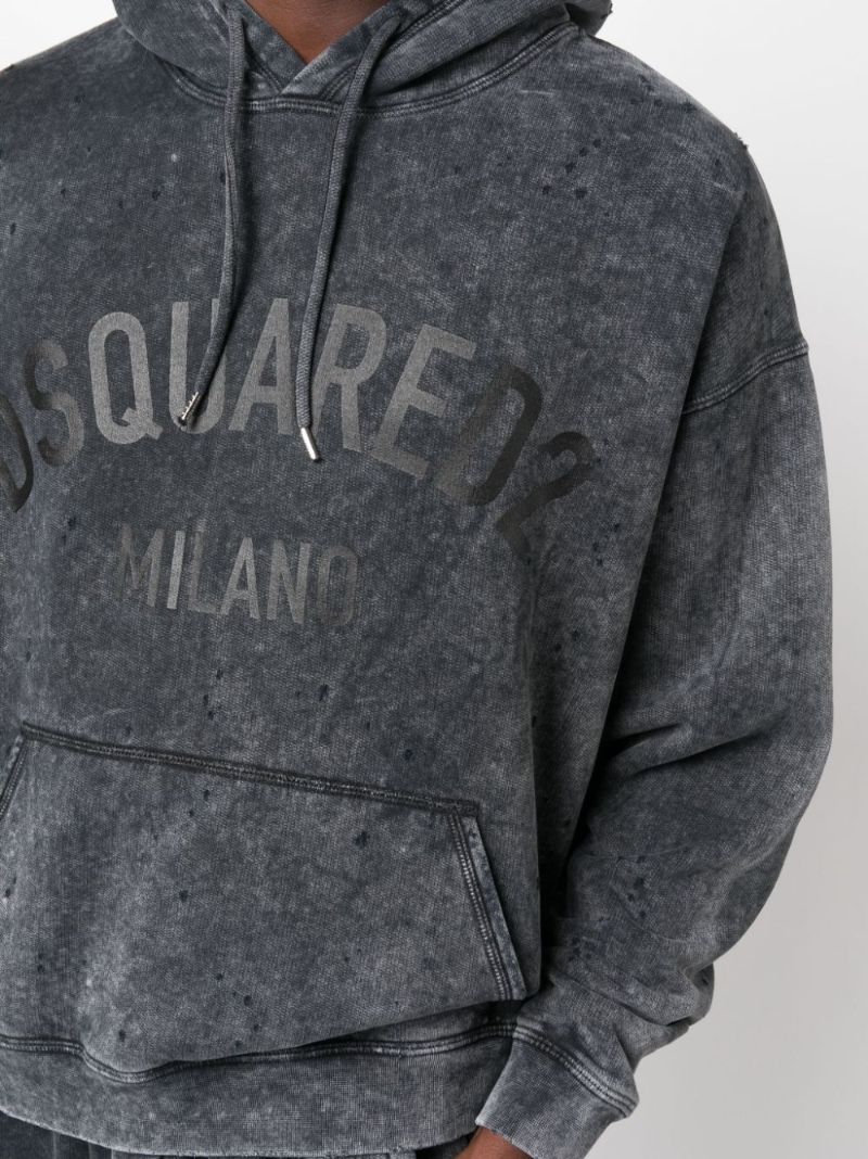 Grey Logo-print Cotton Hoodie