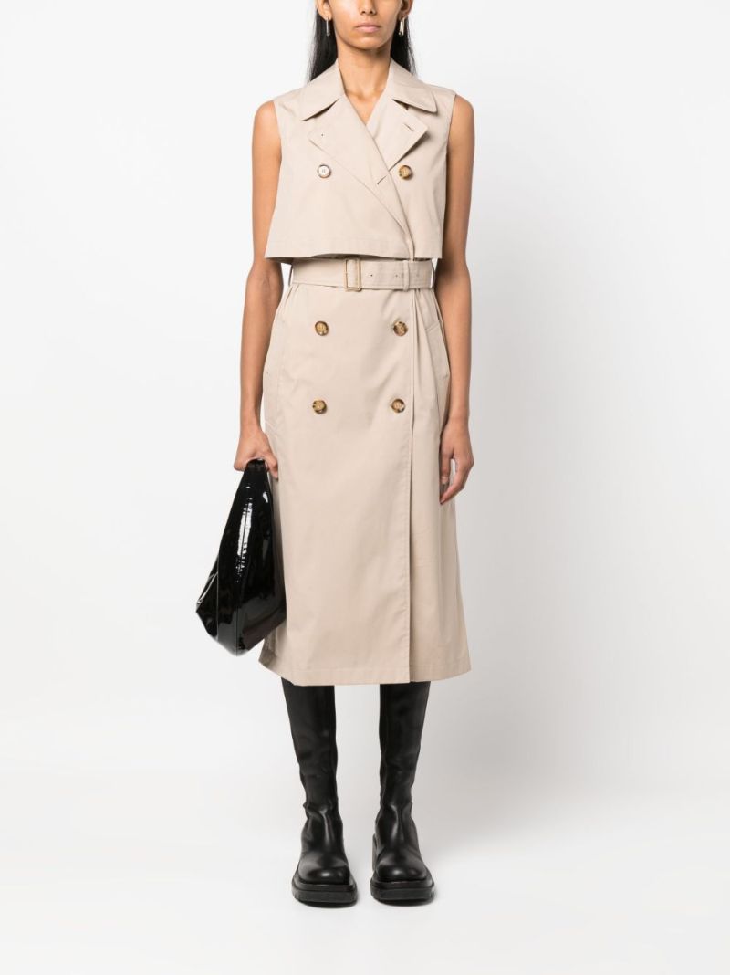 Neutral Gabardine Trench Midi Dress