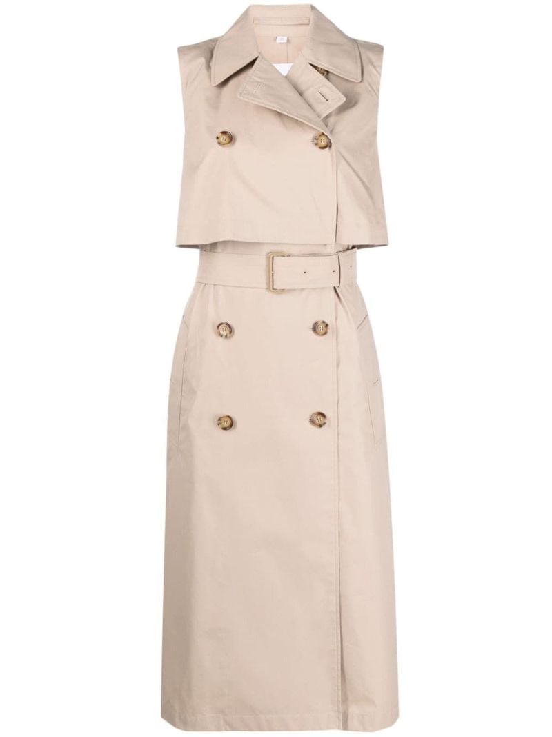 Neutral Gabardine Trench Midi Dress