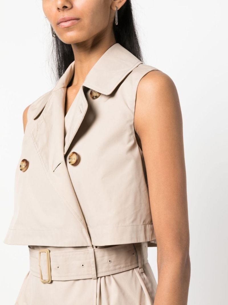 Neutral Gabardine Trench Midi Dress
