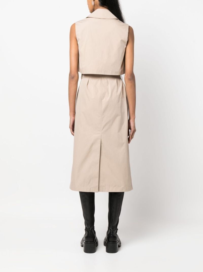 Neutral Gabardine Trench Midi Dress