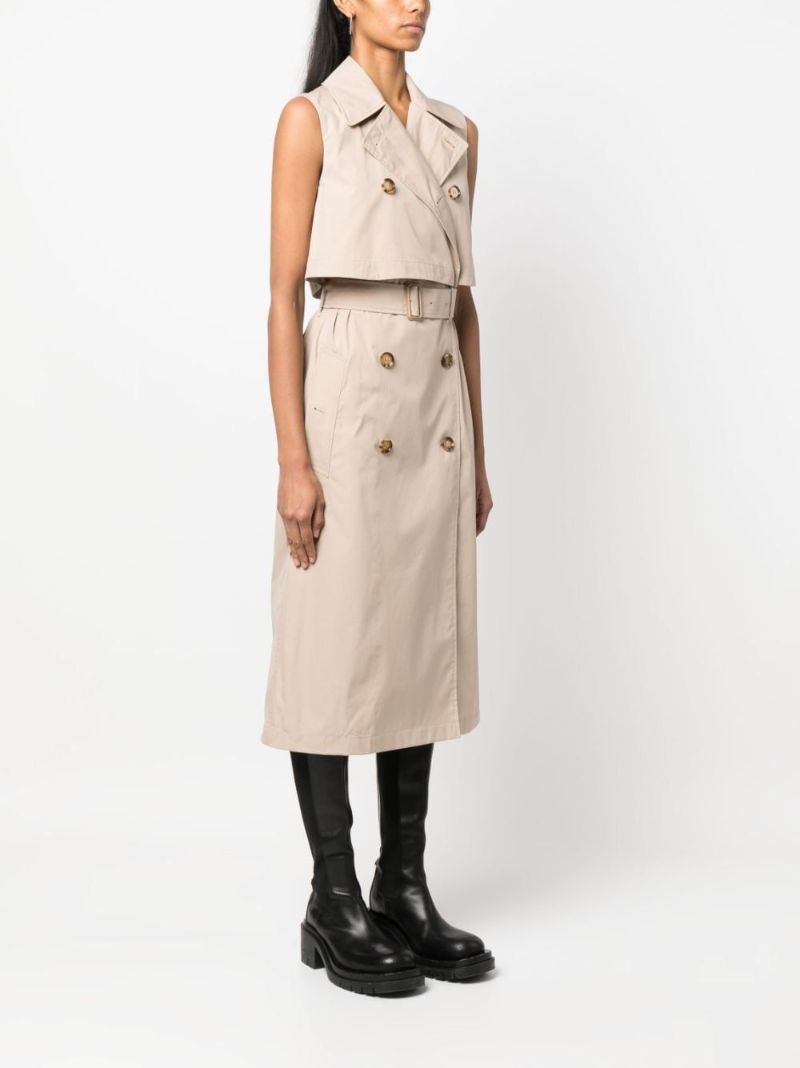Neutral Gabardine Trench Midi Dress