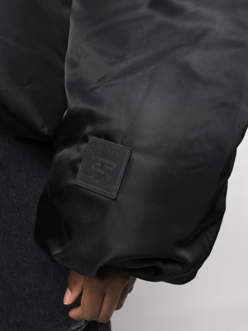Black Faux-fur Trim Puffer Jacket