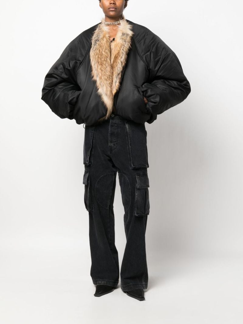 Black Faux-fur Trim Puffer Jacket