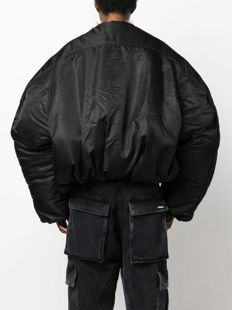 Black Faux-fur Trim Puffer Jacket