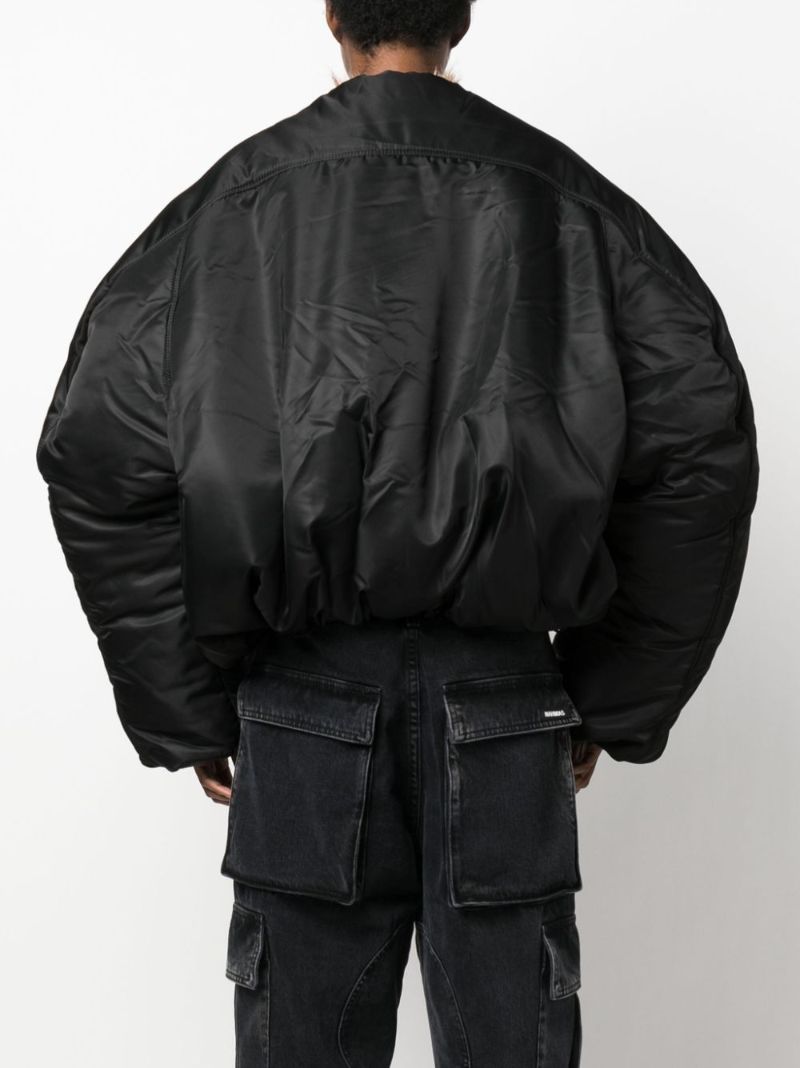 Black Faux-fur Trim Puffer Jacket