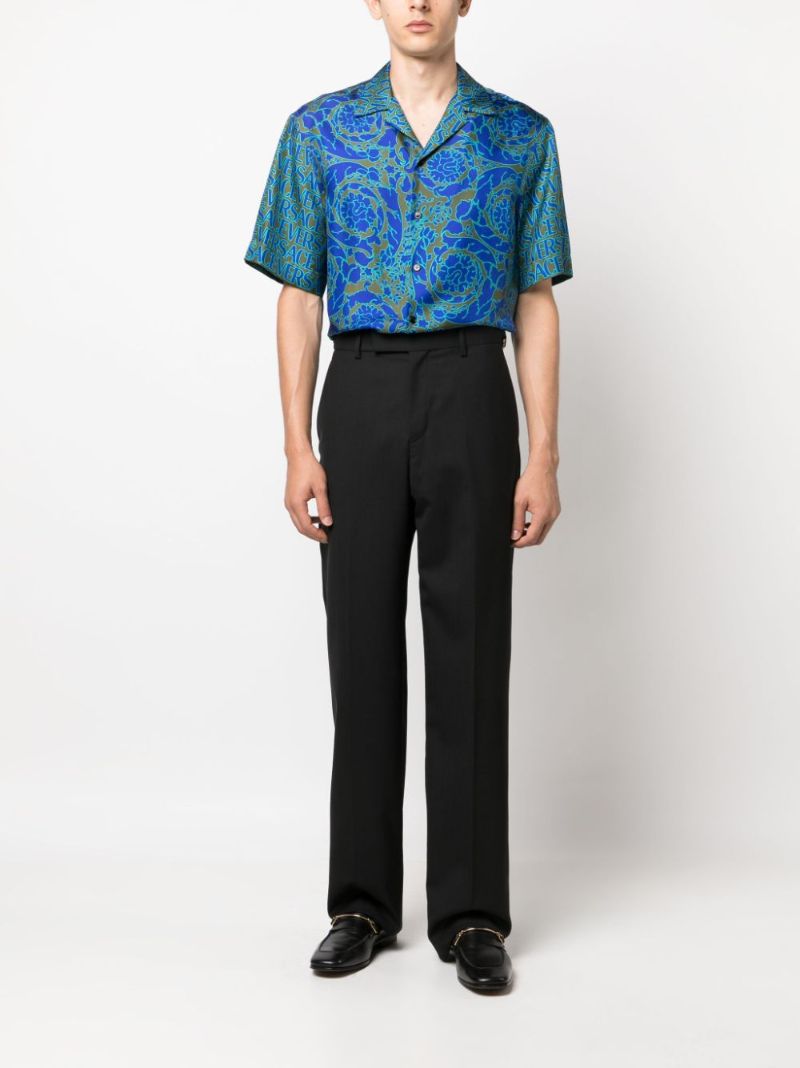 Black Medusa-plaque Virgin-wool Trousers